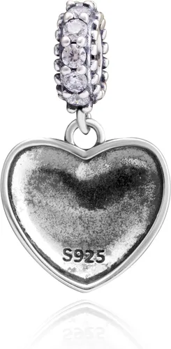 Miniatura 3 de Abalorio de plata de ley 925 con diseño de bandera estadounidense y corazón para pulsera europea