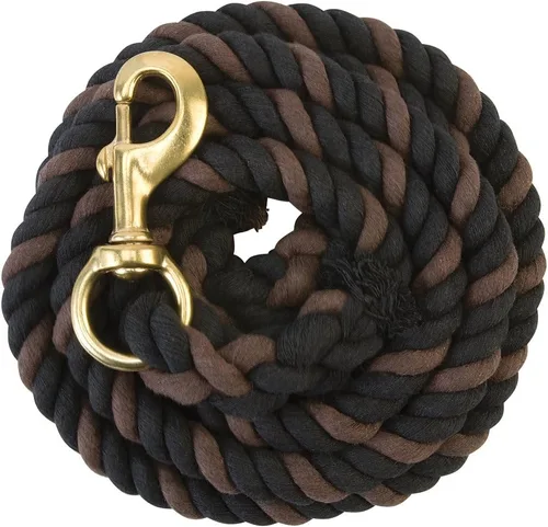Miniatura 5 de Weaver Equine - Cuerdas de plomo de algodón de 5/8 x 10 pulgadas para caballos con broche de latón, hebilla, suaves y cómodas cuerdas