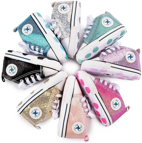 Miniatura 101 de Zapatos deportivos de lona de lona para bebés y niñas, suela antideslizante suave, suela antideslizante
