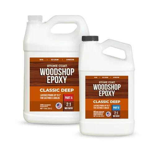 Miniatura 2 de Stone Coat Woodshop Epoxy Classic Deep, kit de 3 galones, resina epoxi transparente para vertido profundo, apto para alimentos, autonivelante