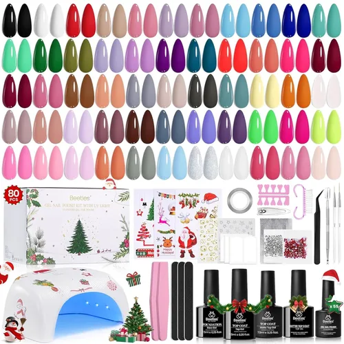 Miniatura 29 de Beetles Deal Box - Kit de esmalte de uñas de gel con luz UV – 32 colores esenciales de estudio, 68 piezas de esmalte de uñas con capa base libre