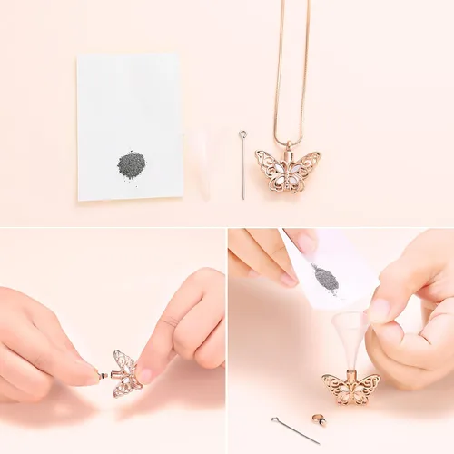 Miniatura 3 de Minicremation Joyas de cremación para cenizas – Collar conmemorativo de mariposa con colgante de urna para cenizas de seres queridos