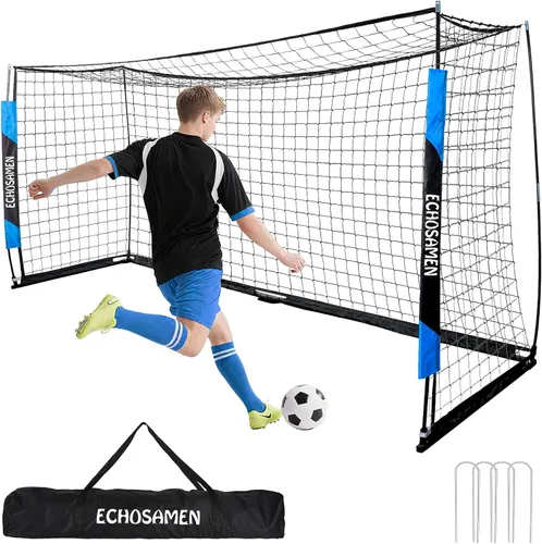 Portería de fútbol de 12 x 6 pies/6 x 4 pies, portería de fútbol portátil para patio trasero, fácil de transportar, fácil de instalar, viene con 1