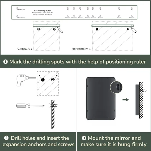 Miniatura 105 de TokeShimi - Espejo para pared de baño, espejo de tocador con marco de metal de aleación de aluminio mate cepillado e inoxidable, decoración rústica