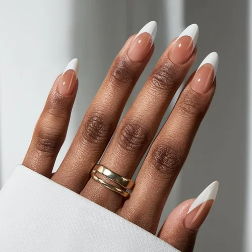 Miniatura 26 de BTArtbox Uñas cortas a presión, color negro, francés, almendra, con pegamento y pestañas adhesivas para mujeres en 16 tamaños, kit de 32 uñas de gel