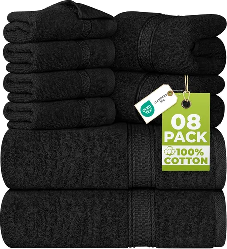 Miniatura 32 de Utopia Towels - Juego de toallas de 8 piezas, 2 toallas de baño, 2 toallas de mano y 4 para la cara, 100% algodón hilado en anillo, 600 GSM, Beige