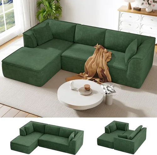 Miniatura 30 de Vesgantti 106" Boneless Couch with Chaise, U Shaped Deep Seat Comfy Cloud Modular Sofa Chenille Memory Foam Sectional Couches for Living Room