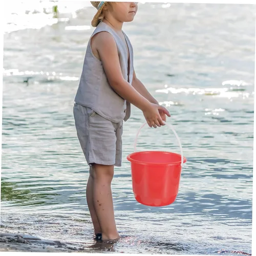Miniatura 7 de Cubo de agua de plástico con asa, cubo multiusos portátil para jardinería en casa, playa y riego de perros, lavado ligero y duradero
