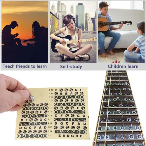 Miniatura 5 de 1 calcomanía para notas de diapasón de guitarra, etiqueta musical a escala para principiantes de 4.7 x 3.7 in/0.47 x 0.37 pulgadas