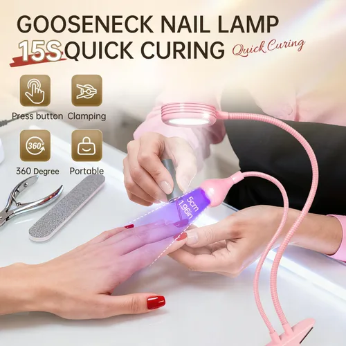 Miniatura 9 de AORAEM Lámpara LED de uñas de doble cabezal, luz LED UV de secado rápido, cuello de pato, lámpara UV secadora, luz de curado con cuello de cisne