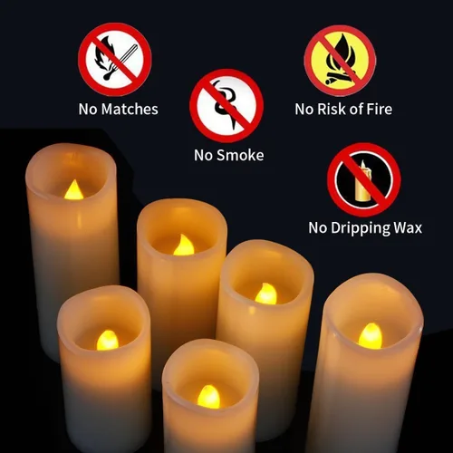 Miniatura 4 de Velas parpadeantes sin llama de 2.2 pulgadas de diámetro x 4 pulgadas de diámetro x 4 pulgadas de alto, 5, 6, 7, 8, 9 pulgadas, juego de 9 velas LED