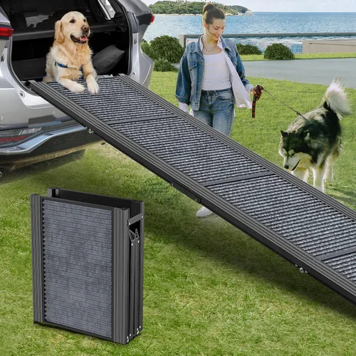 Miniatura 9 de Rampa para perros para automóvil de 63 pulgadas de largo y 17 pulgadas de ancho, rampas portátiles para perros grandes con superficie de alfombra