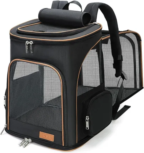 Miniatura 9 de Lekereise Mochila para Gatos Expandible Transportador de Mascotas Mochila para Gatos y Perros Pequeños, Mochila Transportador de Perros Plegable