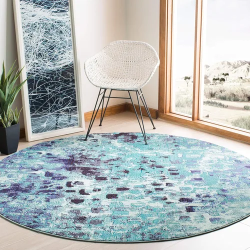 Miniatura 41 de SAFAVIEH MAD425H Madison Collection Alfombra decorativa cuadrada de 3', gris/naranja, diseño abstracto bohemio desgastado, no desprende pelusa