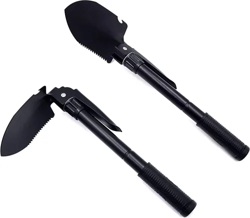 Trave Senderismo Multifuncional Militar Plegable Pala de Supervivencia Pala Emergencia [Número de artículo: ET-Shovel001], Negro -, Compacto