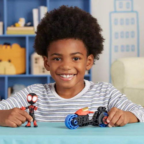 Miniatura 5 de Spidey y sus increíbles amigos Miles Morales figura de acción con motocicleta de juguete, juguetes preescolares, para niños a partir de 3 años