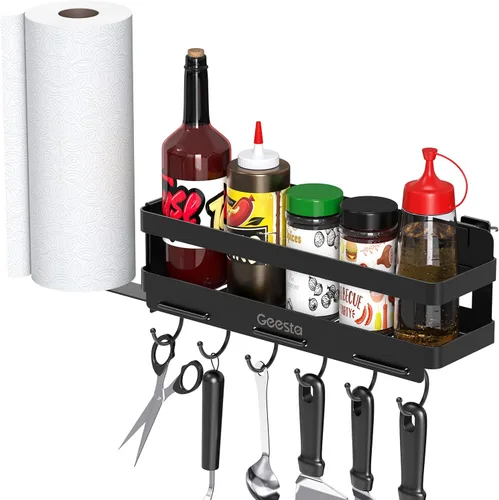 Geesta Organizador de plancha mejorado para parrillas Blackstone de 28"/36", caja de almacenamiento de accesorios para barbacoa con soporte para