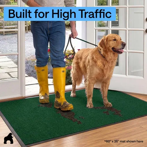 Miniatura 59 de GORILLA GRIP Tapete impermeable para puerta de protección de tráfico, 35 x 23 pulgadas, tapetes de entrada resistentes, tapetes comerciales con Negro
