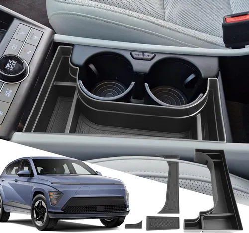 Miniatura 15 de SXCY 2 piezas superiores para Hyundai Kona/Kona EV 2024 2025 2026 Organizador de consola central para Hyundai Kona EV 2024-2026, accesorios