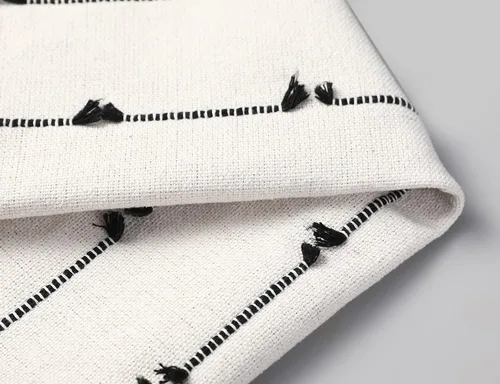 Miniatura 5 de NUYECY Fundas de Almohada Lumbar Larga Boho 14 x 20 pulgadas Negro, Patrón Clásico de Rayas de Algodón Funda Decorativa de Almohada Lumbar Larga