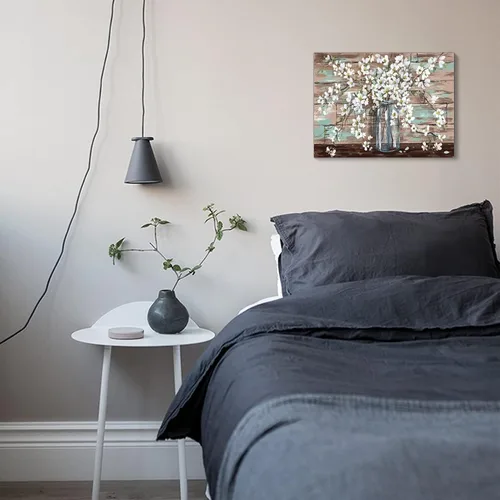 Miniatura 3 de KERPEESU Lienzo para baño, diseño de flores, diseño moderno de granja, pintura para dormitorio, acuarela, decoración de pared, obra de arte Marrón