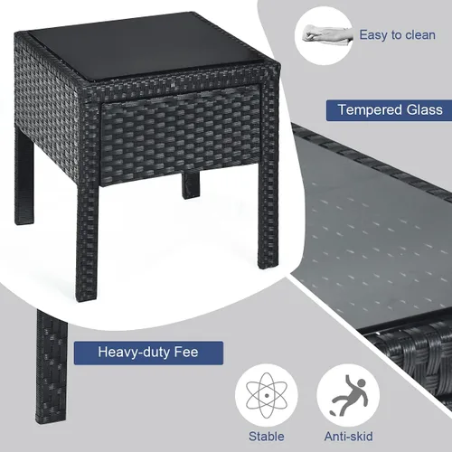 Miniatura 8 de Tangkula Juego de 3 piezas para conversación de patio, juego de sofá de ratán al aire libre con cojines de asiento y mesa auxiliar, juego de muebles