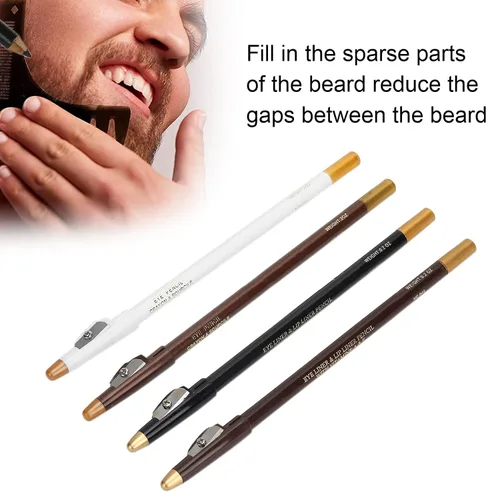 Miniatura 8 de 4 lápices de trazado de barba y línea capilar con sacapuntas integrado para un estilo y forma precisos