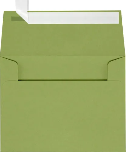 LUXPaper Sobres de invitación A2 | Pelar y prensar | 4 3/8 pulgadas x 5 3/4 pulgadas | Verde aguacate | Texto de 70 libras | 50 unidades