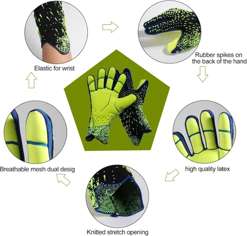 Miniatura 6 de Guantes de portero de fútbol, guantes de entrenamiento de portero, agarre fuerte, antideslizantes y transpirables para adultos y niños Rojo