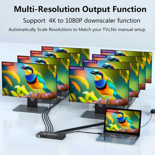 Miniatura 3 de Divisor HDMI 4K @60Hz 1x8 1 en 8 salidas, 4: 4: 4, 18 Gbps, 8 puertos alimentados HDMI 2.0 Splitter compatible con escalador automático hacia abajo