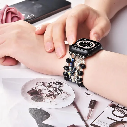 Miniatura 6 de VISOOM Pulsera de cuentas compatible con Apple Watch Band 40mm/38mm/41mm/42mm Series 11 10 9 8 7 Se(3 2 1) Series 6/5/4 Correa de reloj de moda