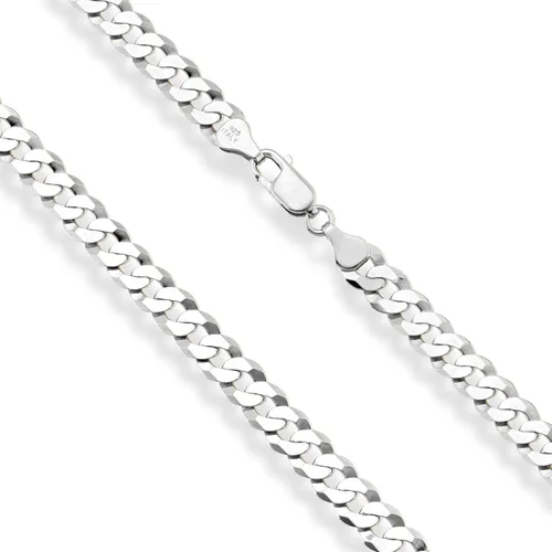 Miniatura 2 de Miabella Solid 925 Sterling Silver Italian 7mm Diamond Cut Cuban Link Curb Chain Necklace for Men Women