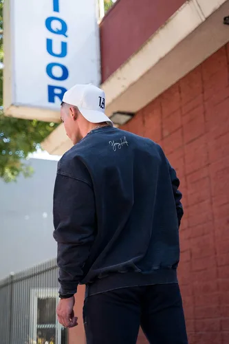 Miniatura 4 de YoungLA Sudadera de cuello redondo de gran tamaño para hombre, mezcla pesada cómoda Estilo cómodo activo 530