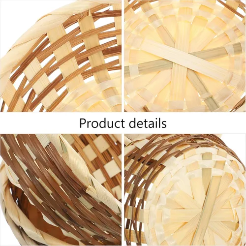 Miniatura 2 de EXCEART Juego de 3 cestas de frutas de bambú de 6.69 pulgadas hechas a mano, redondas, tejidas, para cocina, comedor, servir alimentos, aperitivos