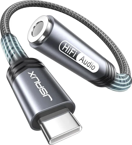 JSAUX Adaptador USB C a conector de audífonos hembra de 6/64" (3.5 mm) para audio auxiliar, compatible con Samsung Galaxy S23, S23+, S23 Ultra, S22,