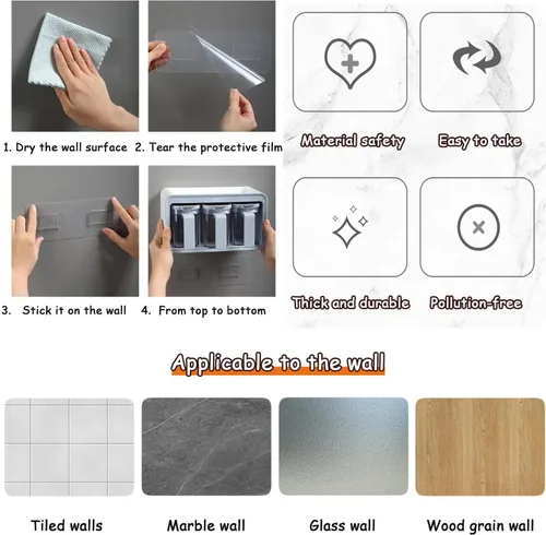 Miniatura 6 de Caja de especias, caja de especias montada en la pared, tarros de especias, caja de condimentos de cocina para el hogar, caja de almacenamiento