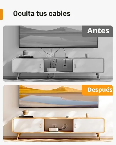Miniatura 6 de Kit de Gestión de Cables en Pared de Perlegear, Ocultador de Cables de TV para TV Montada en Pared y Altavoces, Gestión de Cables de Alimentación