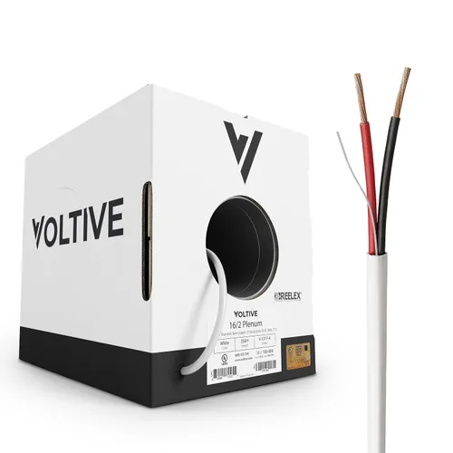 Miniatura 9 de Voltive Cable de altavoz 16/2, Plenum CL3P, negro, 100 pies - 16AWG, 2 conductores, cobre trenzado sin oxígeno, listado UL - V-1217-1