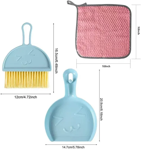 Miniatura 2 de 3 paquetes de mini escoba y recogedor, juego de recogedor y cepillo pequeño, recogedor y escoba para niños para limpiar mesas, sofás, automóviles