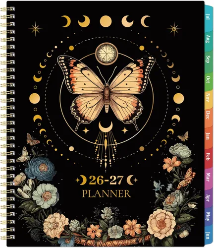 Agenda 2026-2027 – Agenda académica 2026-2027, julio 2026 a junio 2027, 9 x 11 pulgadas, agenda semanal y mensual 26-27, pestañas coloridas,