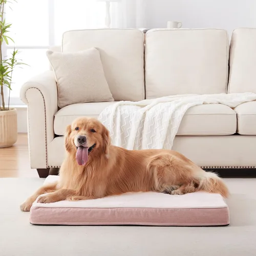 Miniatura 6 de WATANIYA PET Cama grande de espuma viscoelástica para perros, cama ortopédica para perros con espuma de gel refrescante, forro impermeable y funda