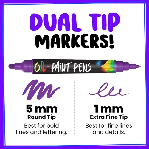 Miniatura 2 de Chalkola 20 rotuladores de pintura al óleo - Marcadores de pintura a base de aceite para metal, tela, cerámica, vidrio, rocas - Marcadores
