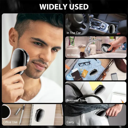 Miniatura 7 de Mini maquinilla de afeitar eléctrica portátil para hombre, repuesto giratorio, recargable por USB, húmedo y seco, impermeable para el hogar