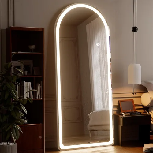Miniatura 16 de Espejo LED de longitud completa, 56 x 20 pulgadas, espejo de longitud completa con esquina redondeada, pie para dormitorio/vestidor, iluminación