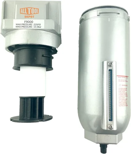 Miniatura 5 de 1 "NPT SUPER DUTY Filtro de partículas de grado industrial/trampa de agua para líneas de aire comprimido de compresor de aire, 5u con cuenco
