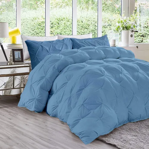 Miniatura 23 de Juego de edredón plisado de 3 piezas de 21.16 oz/m² para todas las estaciones (edredón + 2 fundas de almohada), relleno de edredón de algodón