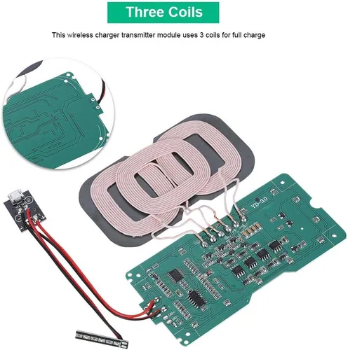 Miniatura 3 de Cargador inalámbrico estándar, módulo transmisor de 3 bobinas, carga de alta eficiencia con protección múltiple para teléfonos compatibles