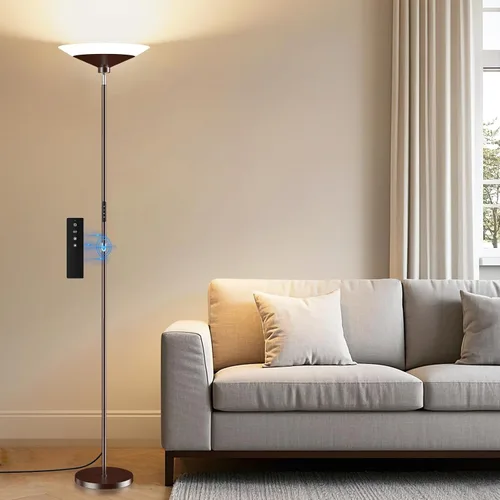 Miniatura 12 de SIBRILLE Torchiere - Lámpara de pie LED de 72 pulgadas de alto con control remoto/botón, 1800 lm, 3000-6500 K, 30 W regulable moderna lámpara