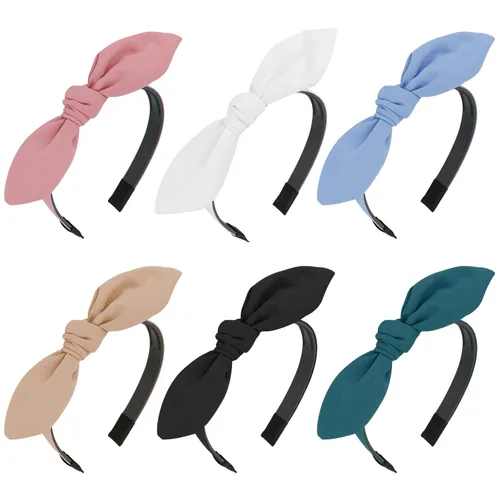 Miniatura 8 de Paquete de 6 diademas con lazo anudado para mujeres y niñas, bonitos accesorios para el cabello con nudos finos, adecuadas para niños de 8 a 12 años