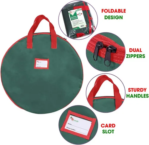 Miniatura 3 de Bolsa de almacenamiento de corona de Navidad resistente de 36 pulgadas, asas hechas de poliéster Oxford 600D duradero, bolsa de almacenamiento